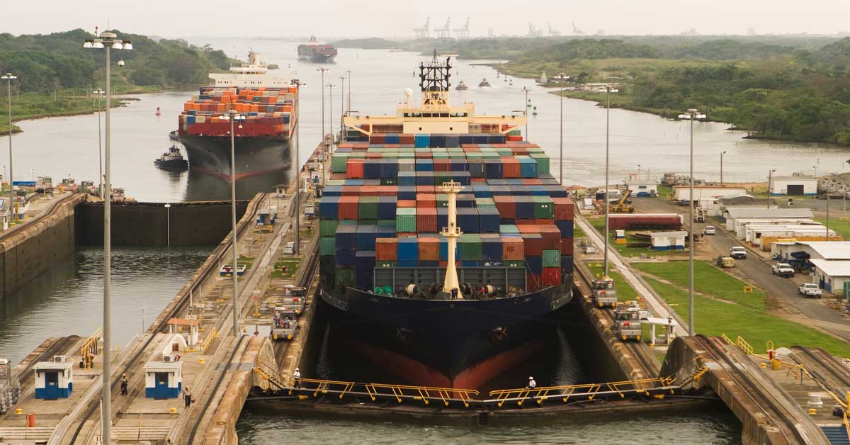 cargo ship in panama canal